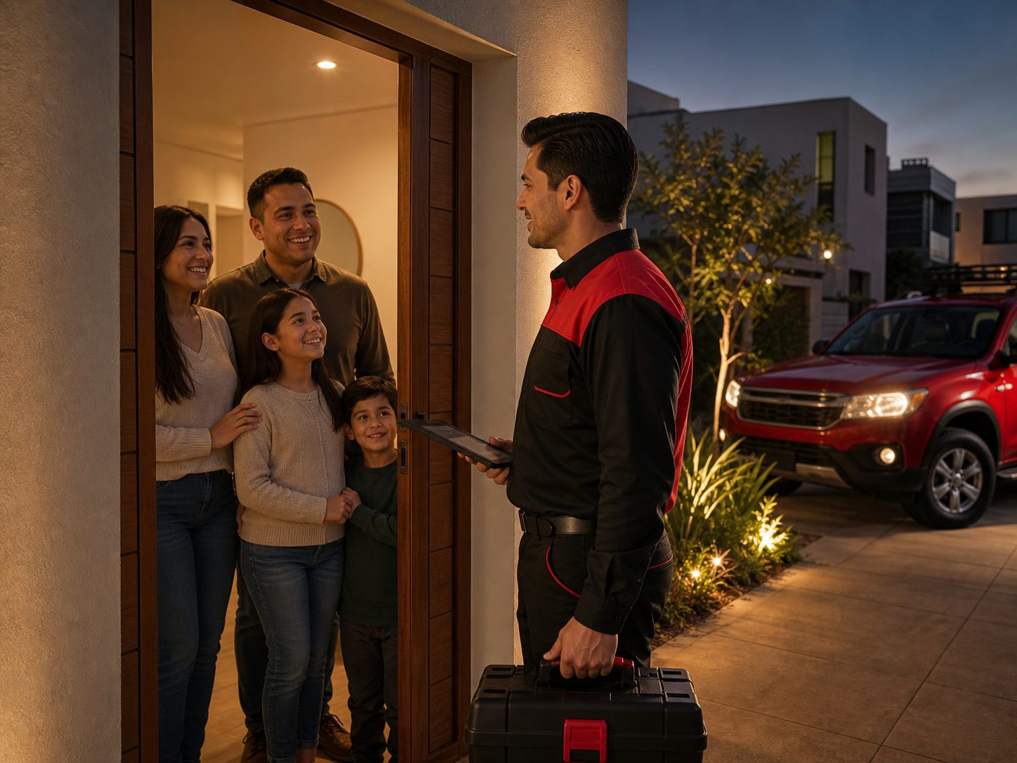 Técnico de Fum-Hogar atendiendo una visita nocturna